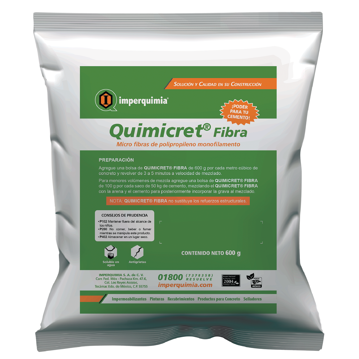 Microfibras de Polipropileno QUIMICRET FIBRA Blanco 100 gr