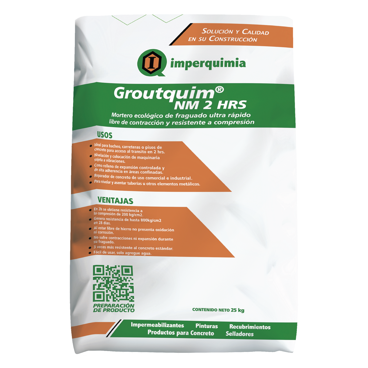 Mortero Cementicio GROUTQUIM NM 2 Horas Gris 30 Kg