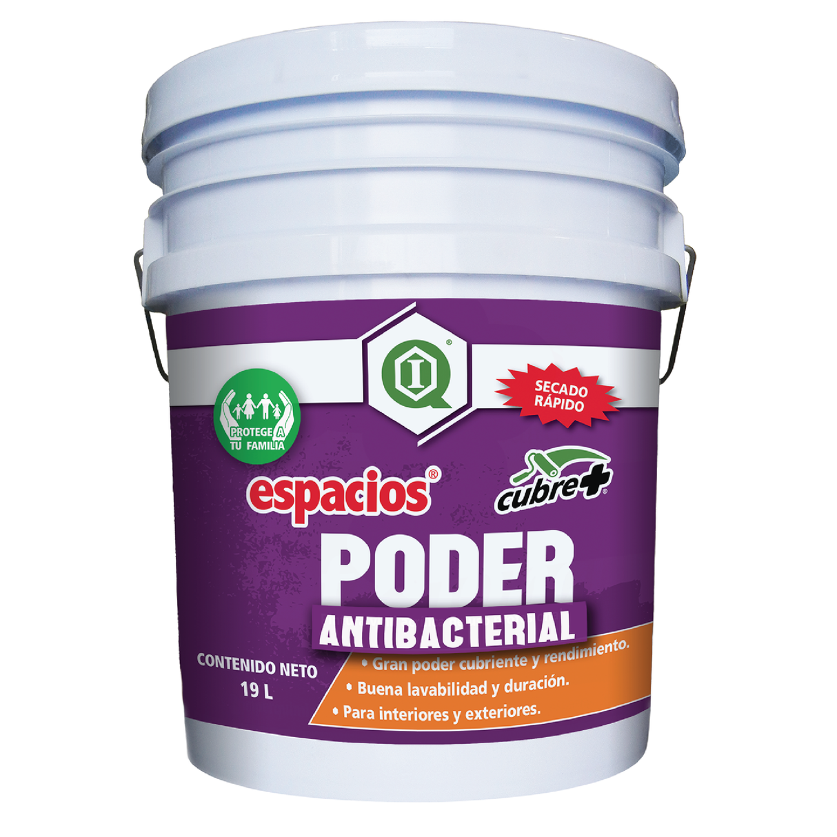 Pintura Vinil Acrílica para Muros ESPACIOS PODER ANTIBACTERIAL Blanco 4 L